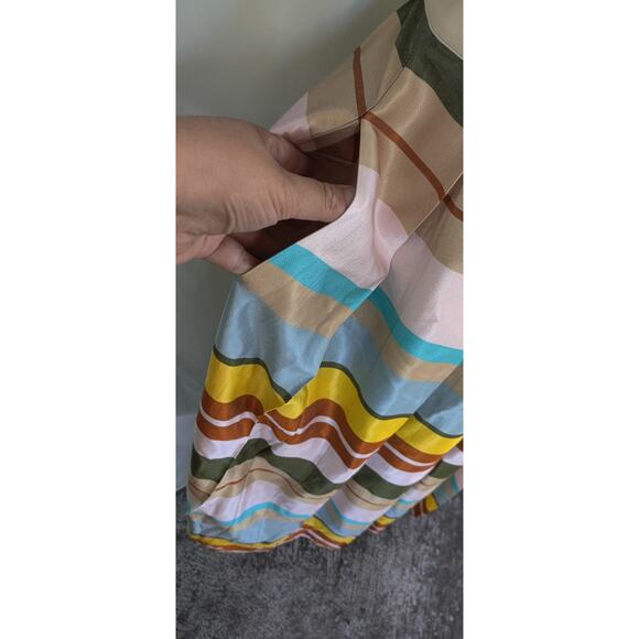 Sfizio Multicolor Striped Pleated Midi Maxi Skirt Size Small Pockets A Line - Picture 5 of 6